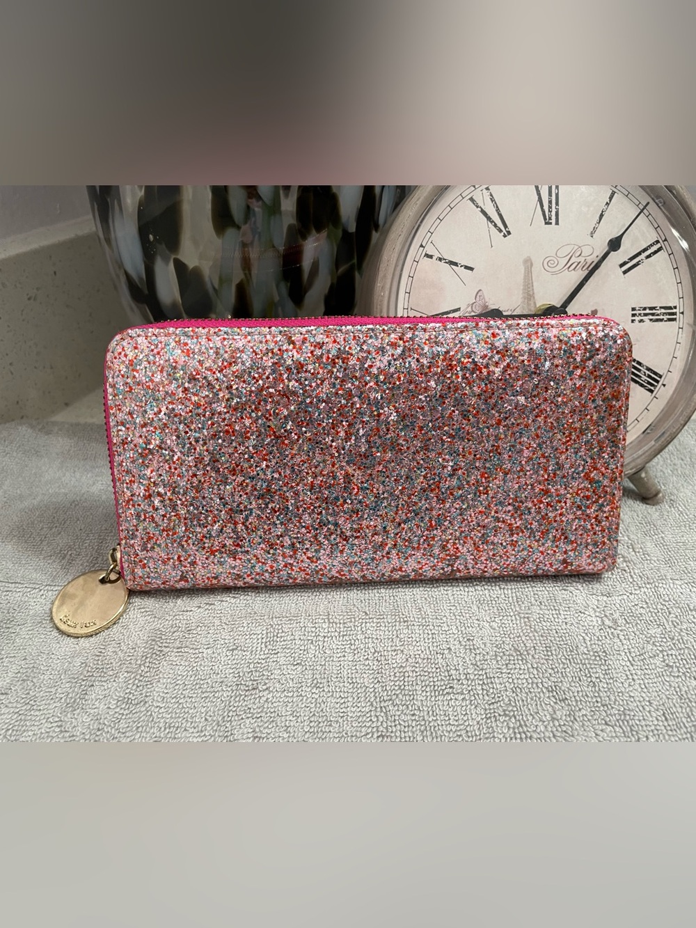 Deux Lux Pink Multi Glitter Zip Wallet